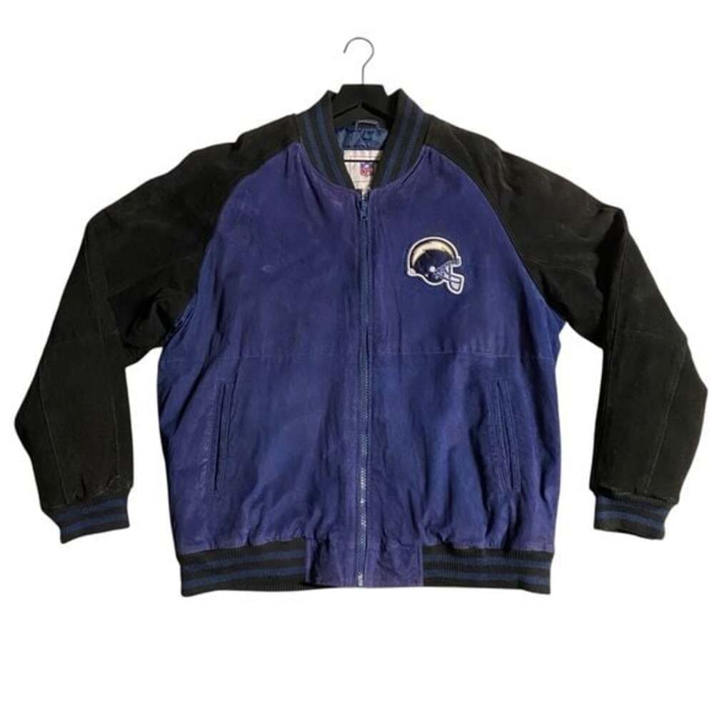 Vintage 90's Men’s NFL Chargers Suede Leather Bomber Jacket